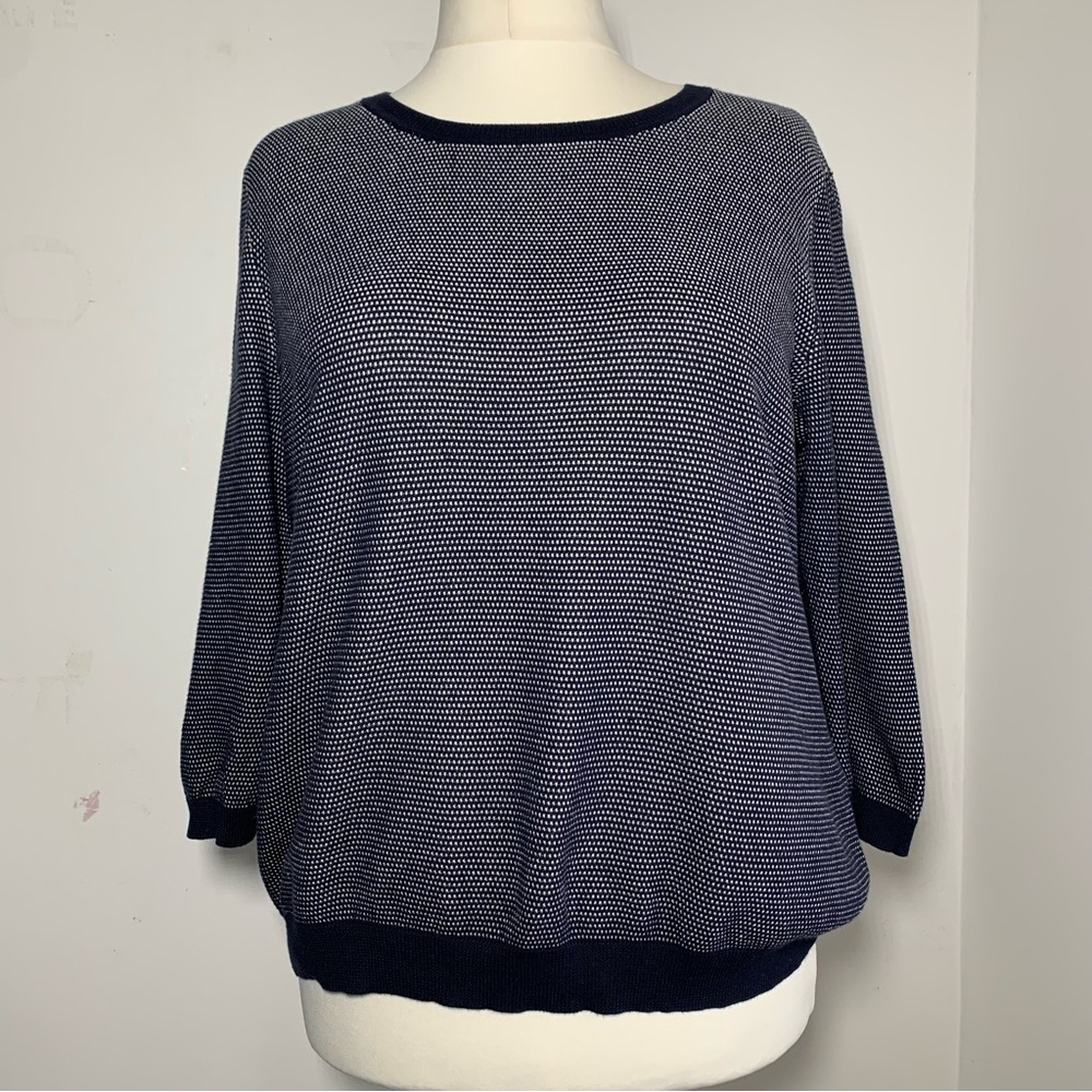 Peter Hahn Women's Knit Jumper Navy White Mix Long Sleeve Pullover Casual UK 22 - Picture 3 of 15